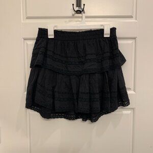 LoveShackFancy Black Ruffle Mini Skirt